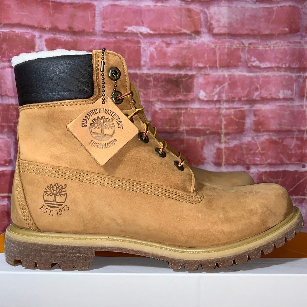 Timberland Women's Boot 6" Premium Fleece Lined Waterproof Wheat Nubuck Size 10